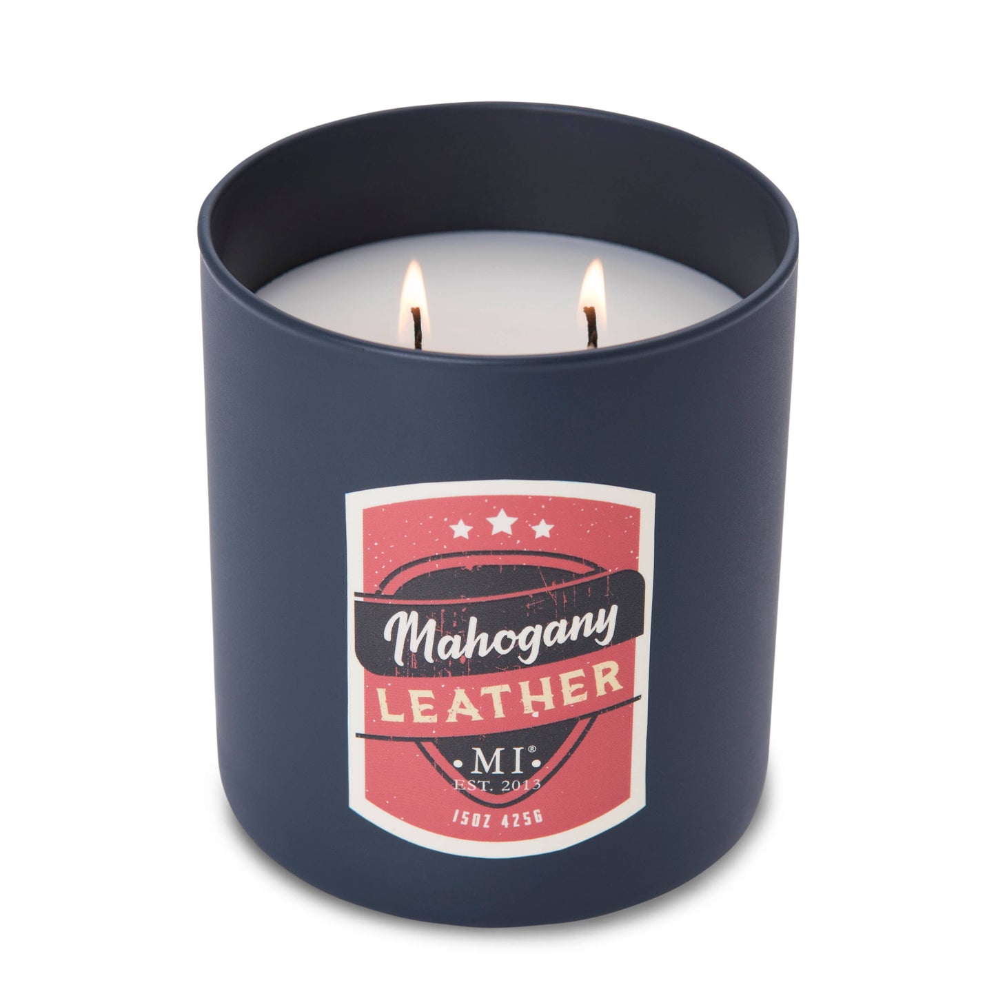 Manly Indulgence All American Mahogany Leather, 2 Wick, 15oz