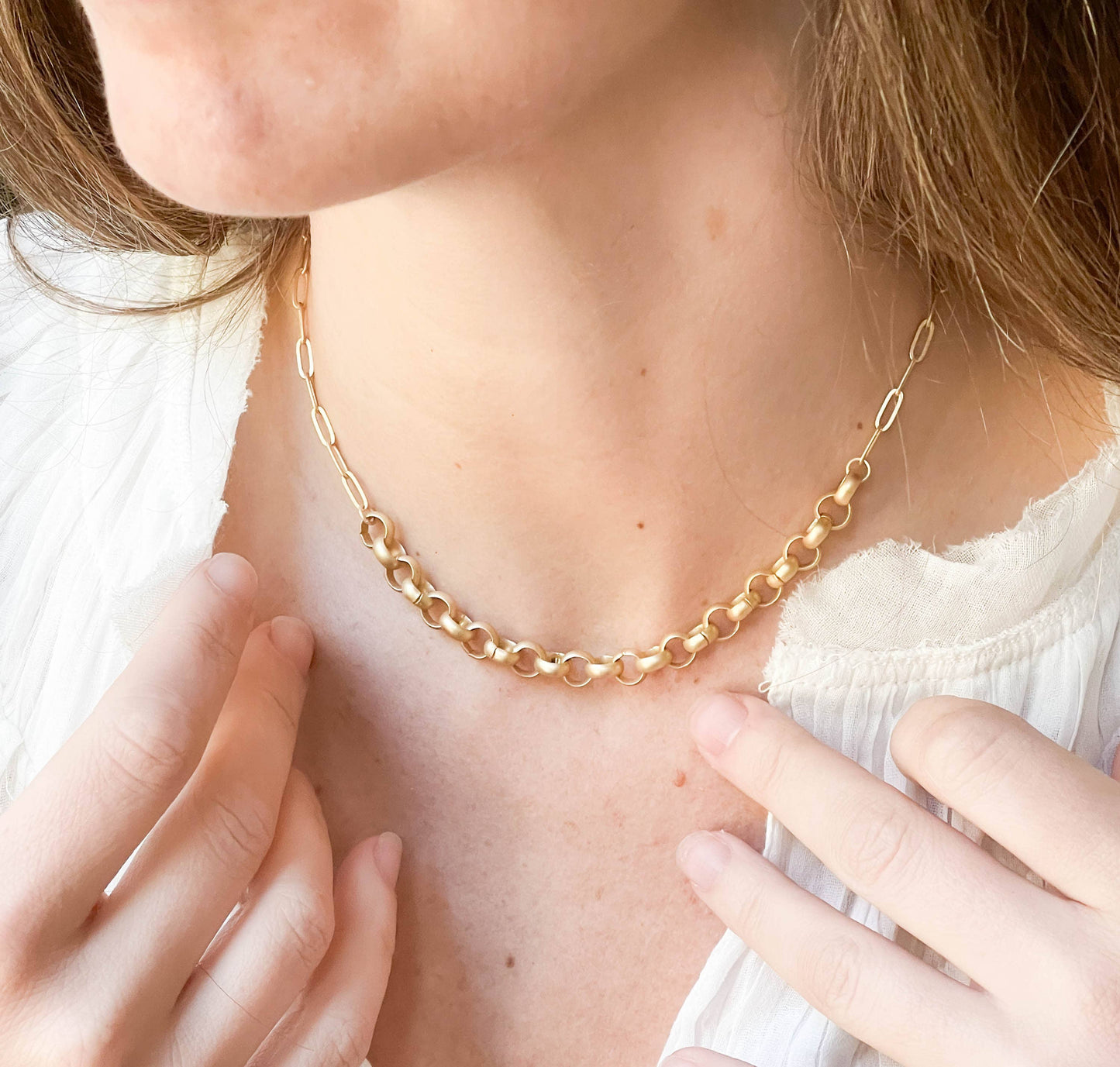 Two Style Gold Paperclip and Rolo and Necklace