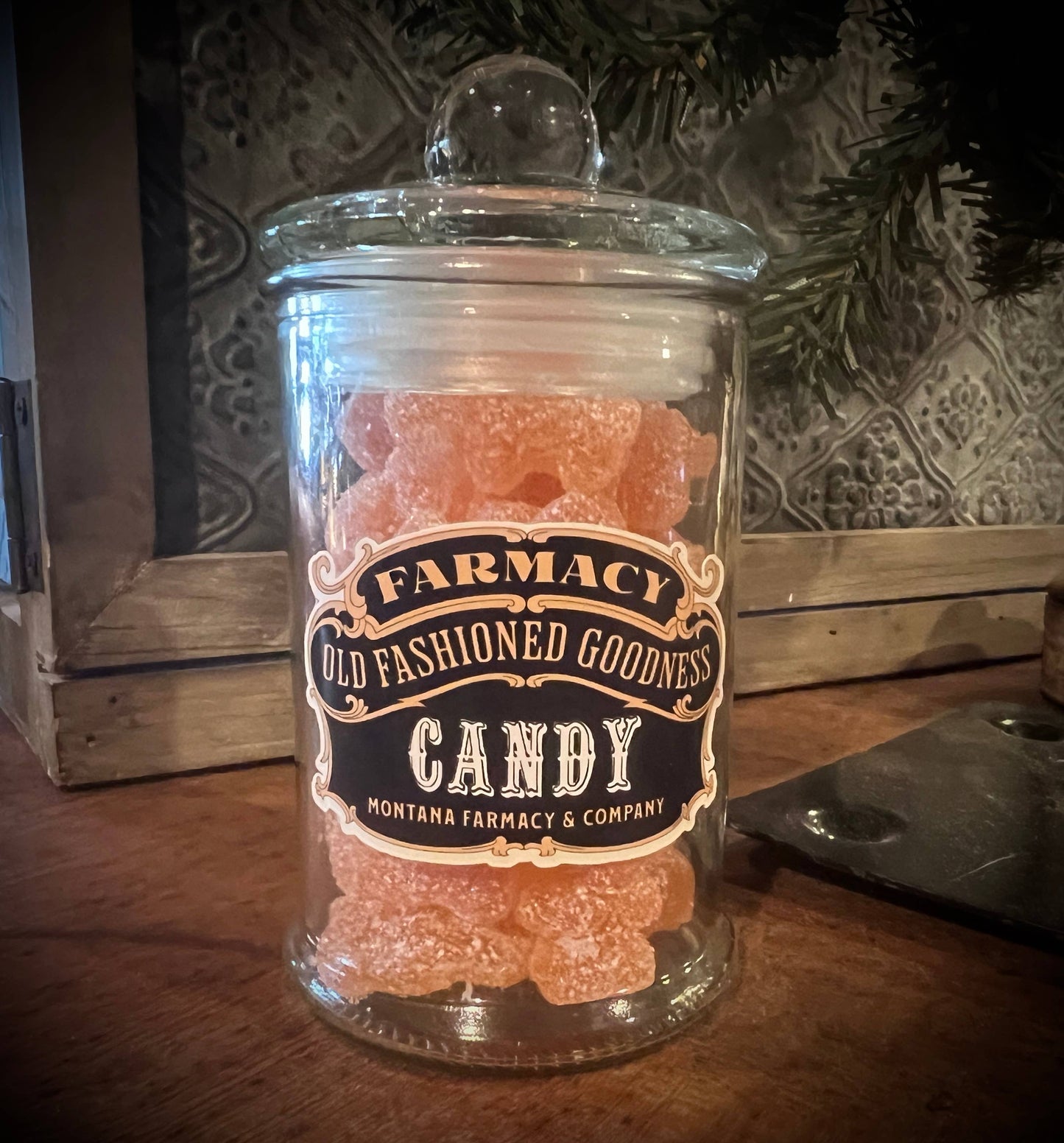 Apothecary Jar Prosecco gummy bear candy old fashioned