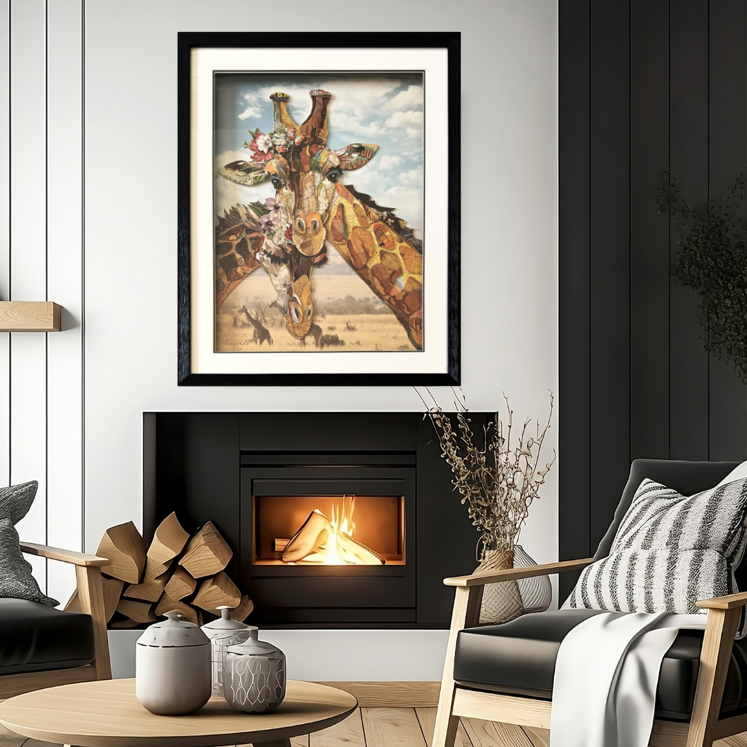 3D Collage Art | Giraffes (30"x24")