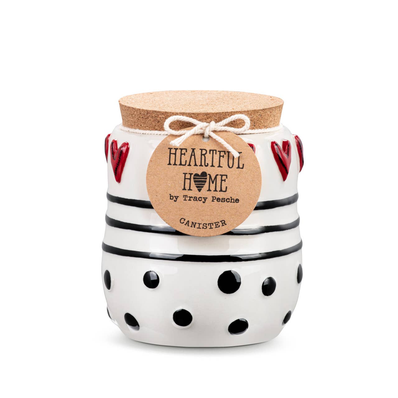 Dots & Hearts Sm Cork Lid Canister