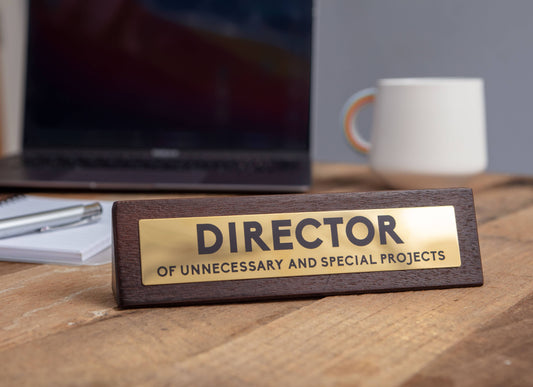 Letrero de madera para escritorio de director - Regalos divertidos y novedosos - Artículos de broma