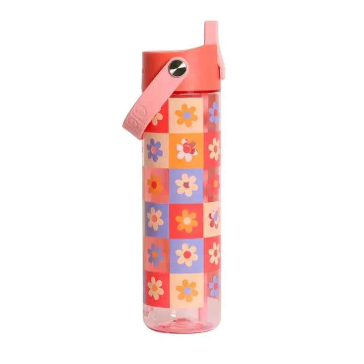 Tritan Water Bottle with Handle 26oz Checkered Flowers