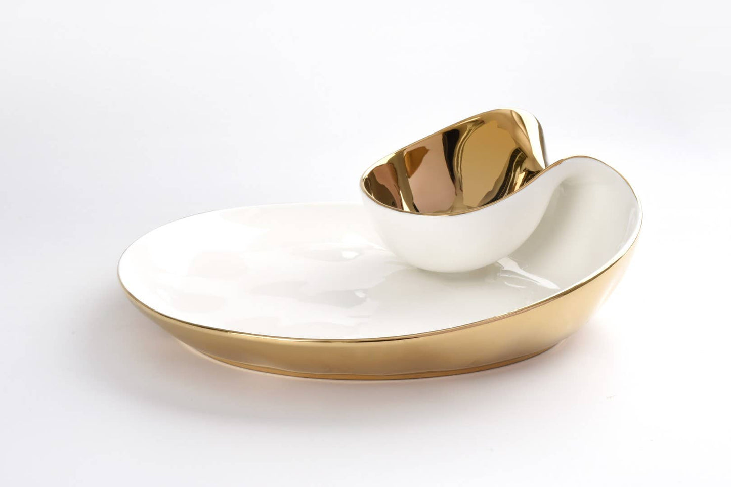Chip & Dip Set Gold Trim