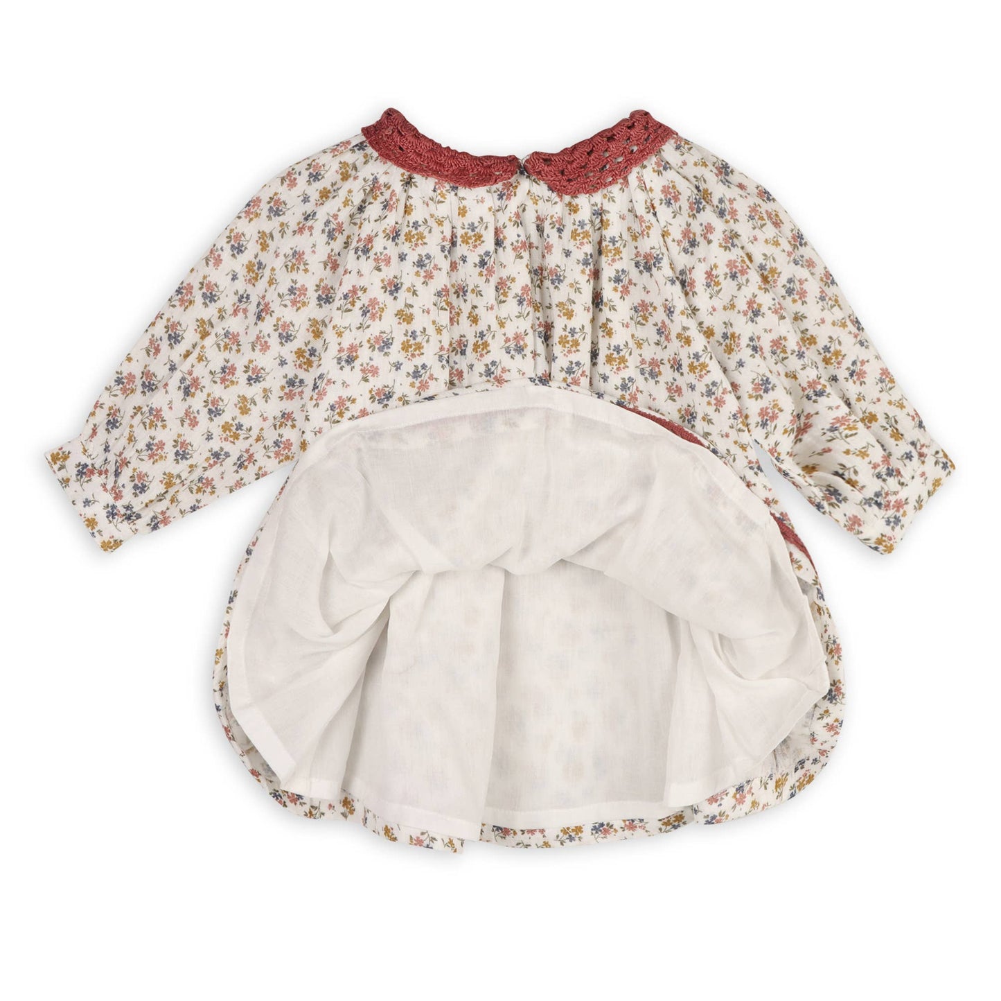 Floral Lace Collar Muslin Baby Dress & Bloomer (Organic)