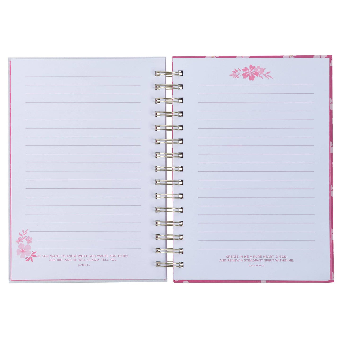 Journal Wirebound Fuchsia The Lord is With You Zeph. 3:17