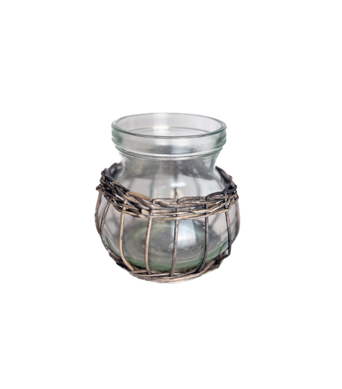 Glass Vase with Wicker Holder
