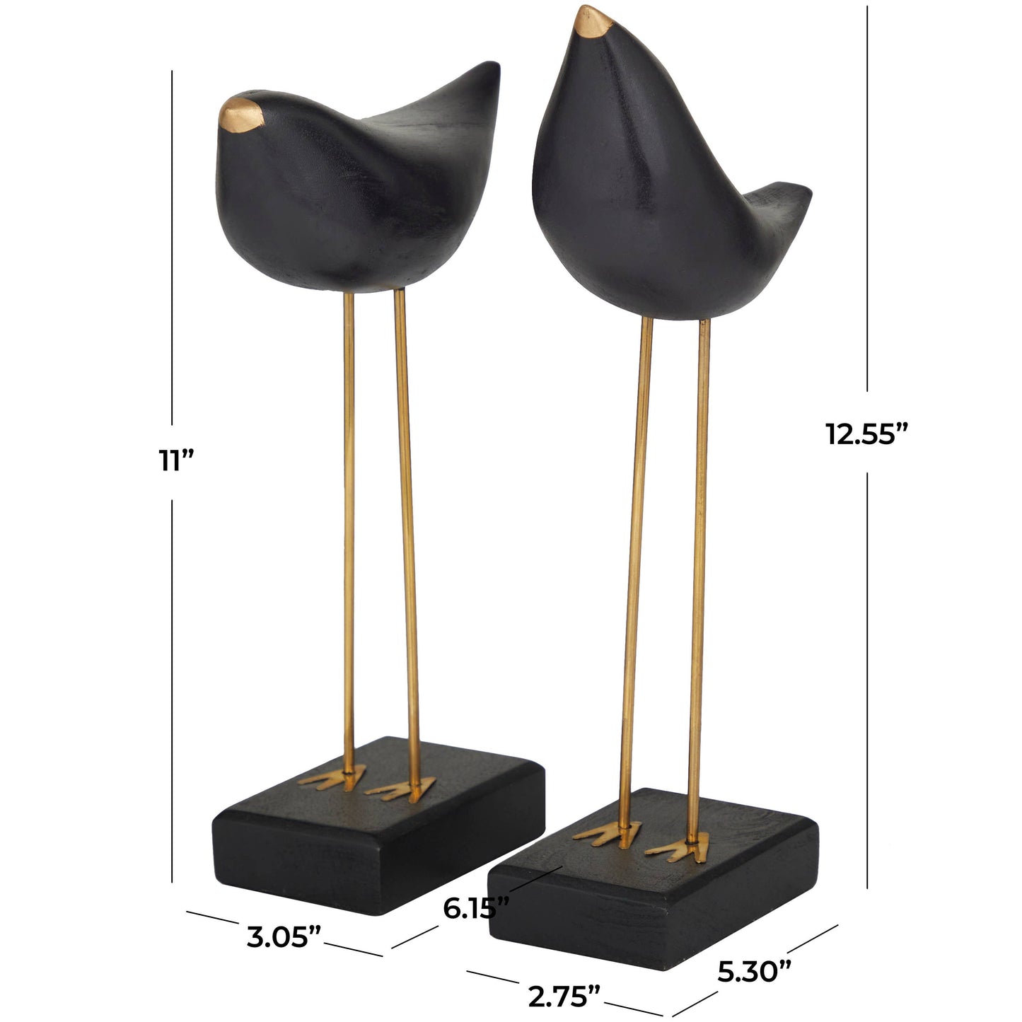 Traditional Black Wood Sculpture Set