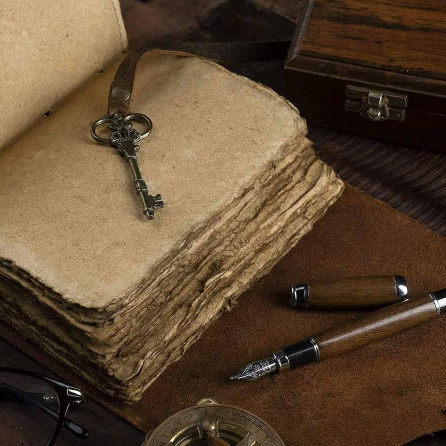 Vintage Book of Shadows with Key Lock Blank Spellbook