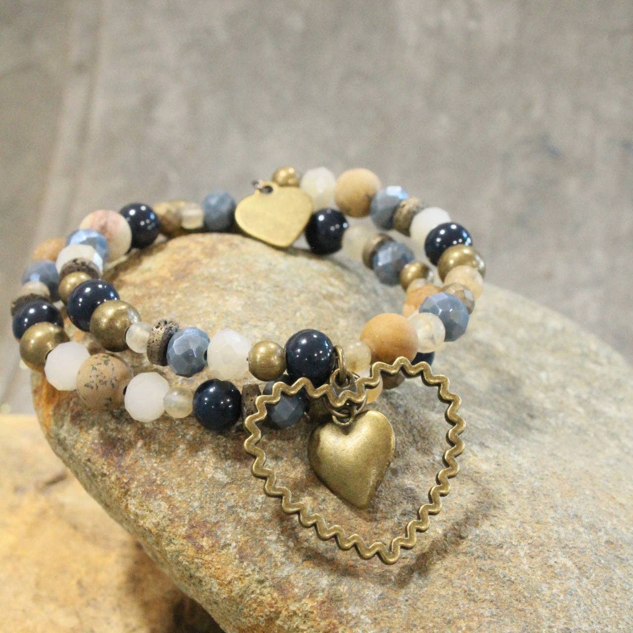 Dazzling Blue Heart Wrap Bracelet