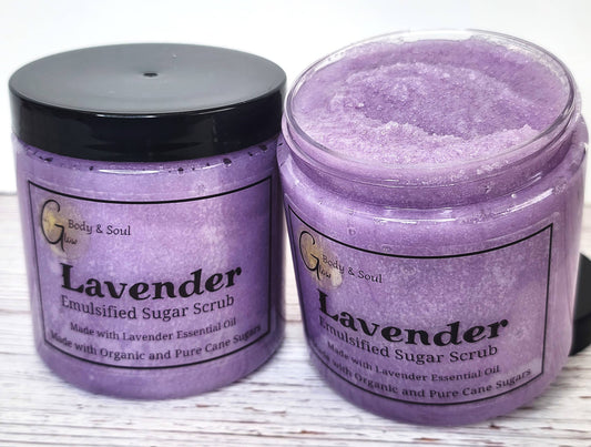 Sugar Scrub, Lavender Essential Oil Emulsified Scrub 10oz.