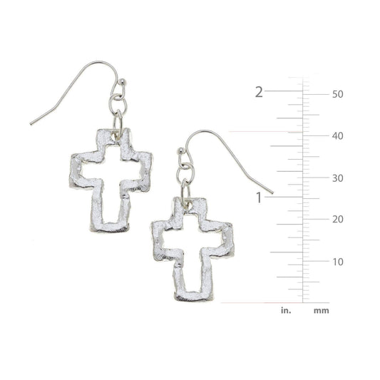Susan Shaw - Silver Cross Earrings