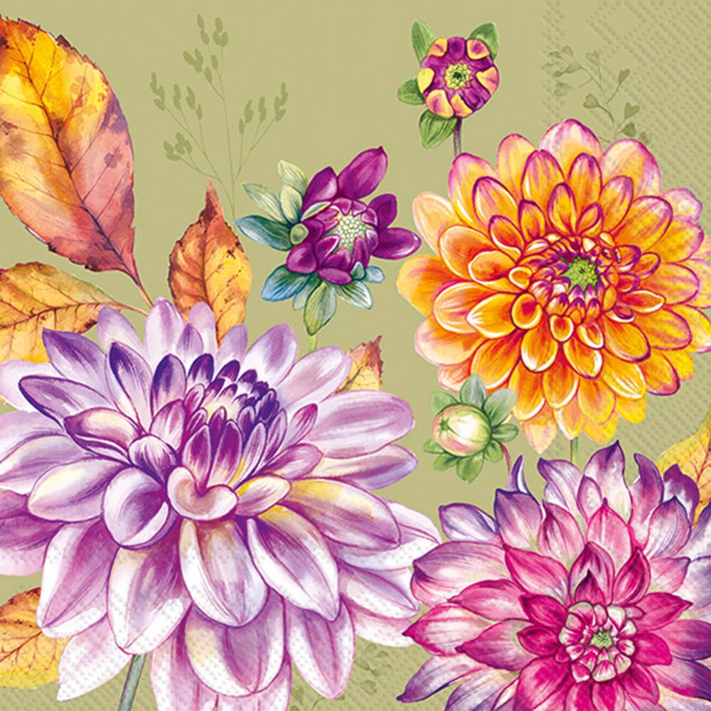 Paper Cocktail Napkin 20 Ct-Dahlia Green Fall Autumn