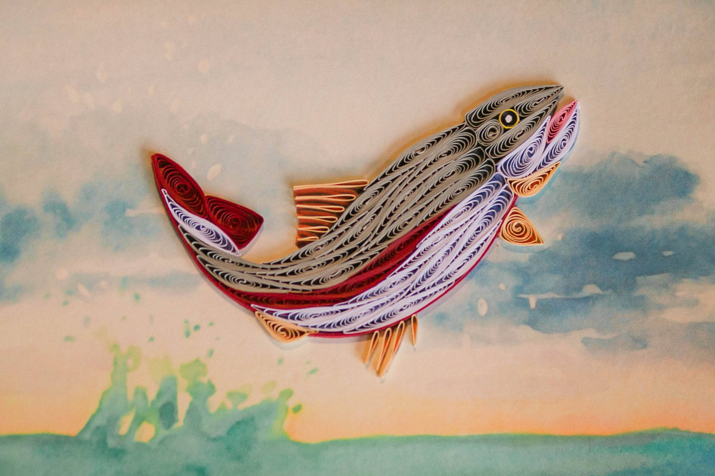 Rainbow Trout Quilled Card
