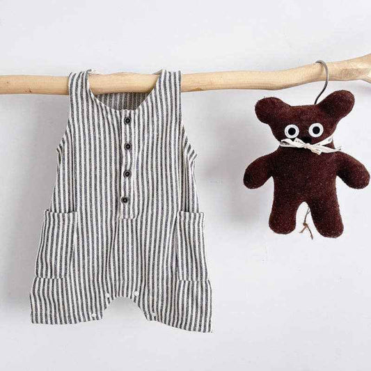 Baby Newborn Striped Sleeveless Romper: Blue / 3-6M