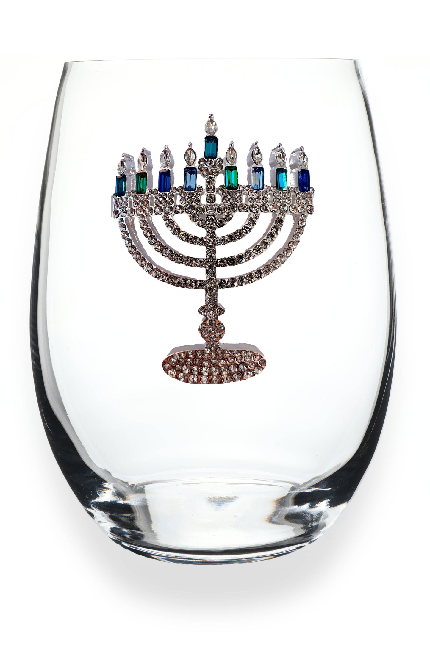 Menorah Jewel Wine Glass