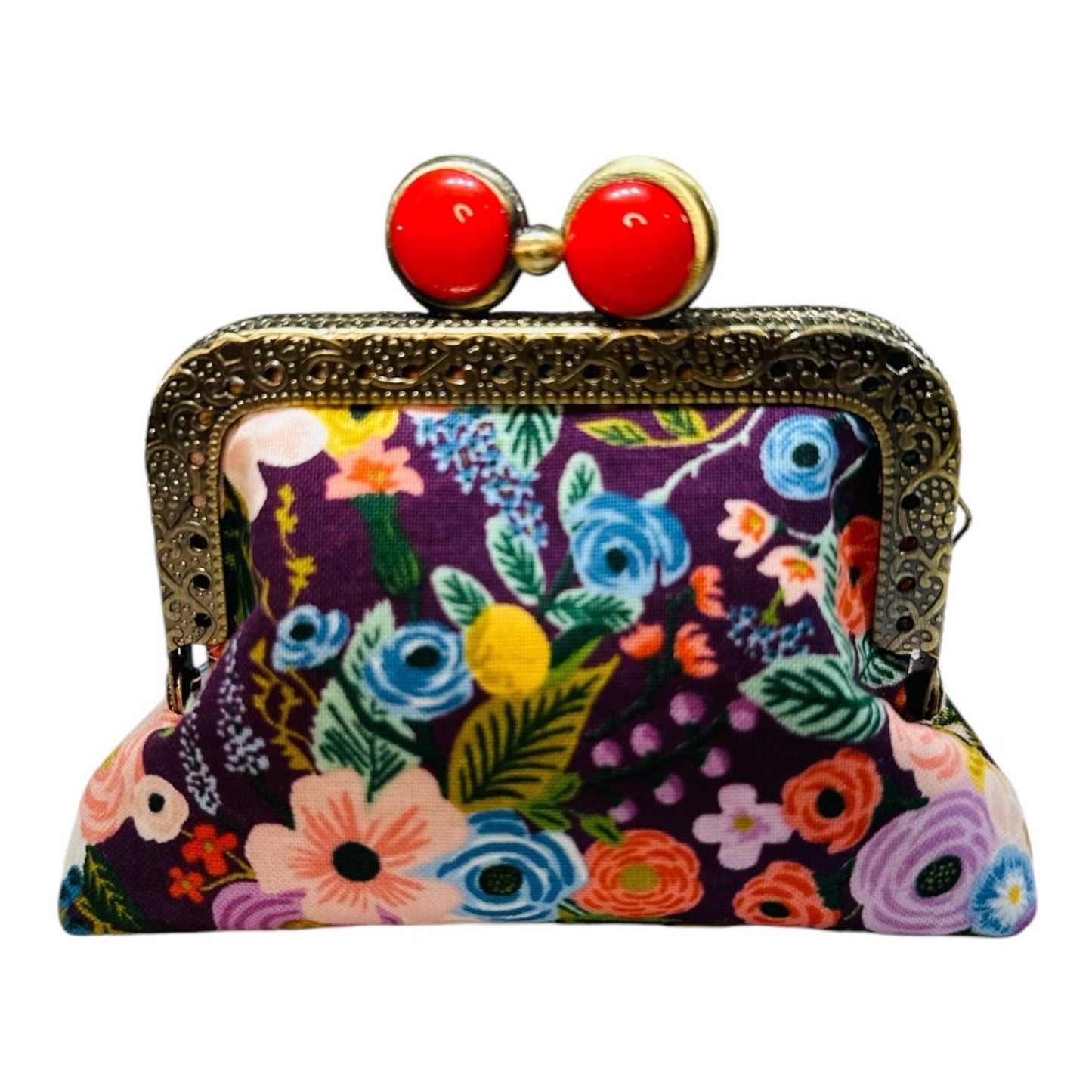 Mini Clutch Coin Purse - Petite Floral Plum