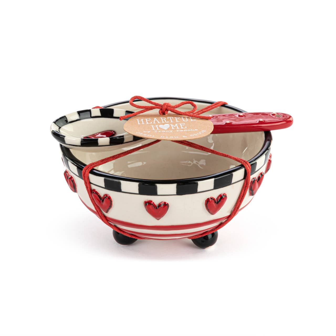 Red Heart Candy Dish w/ Spoon