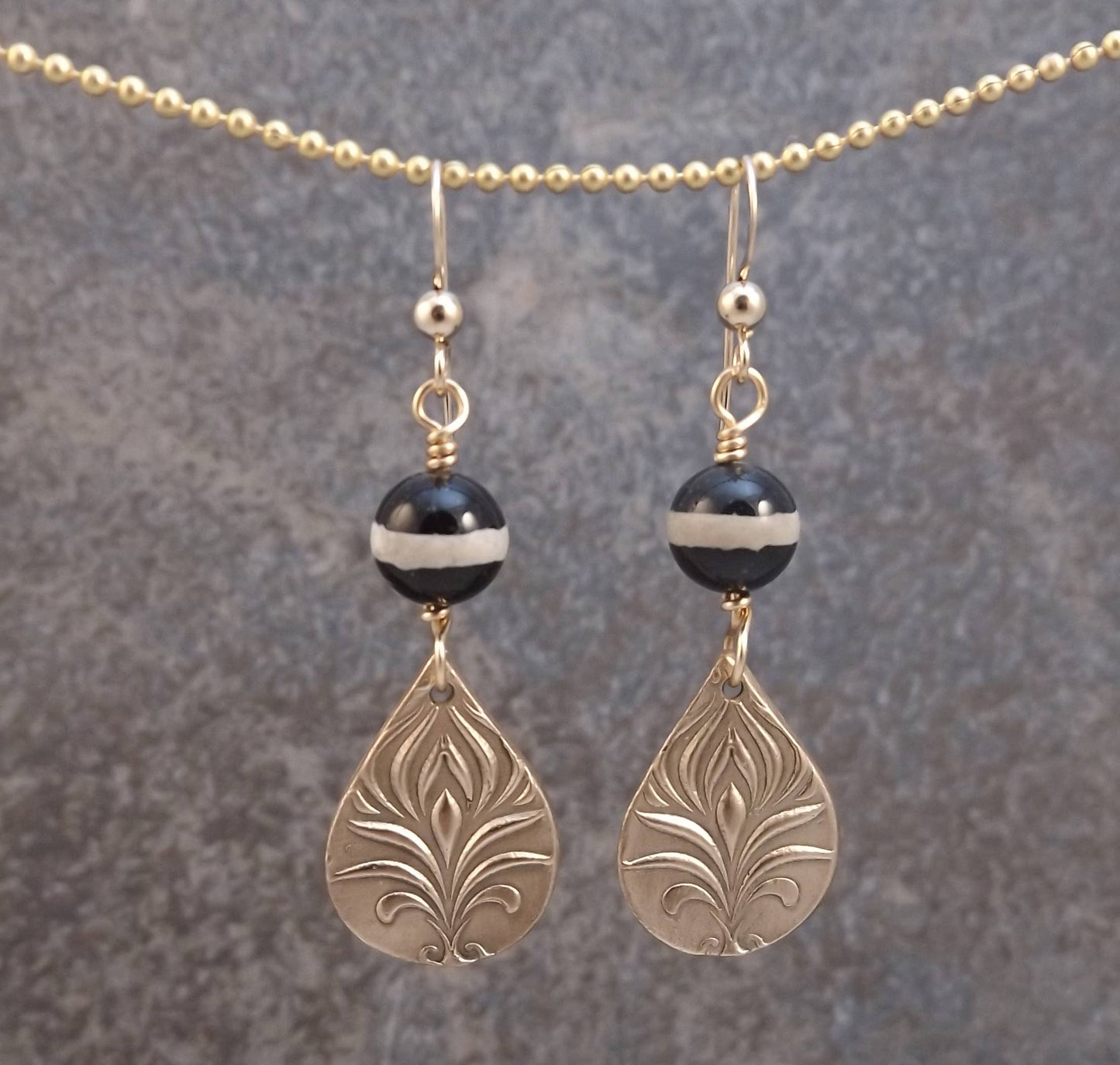 Bronze and Stone Earrings