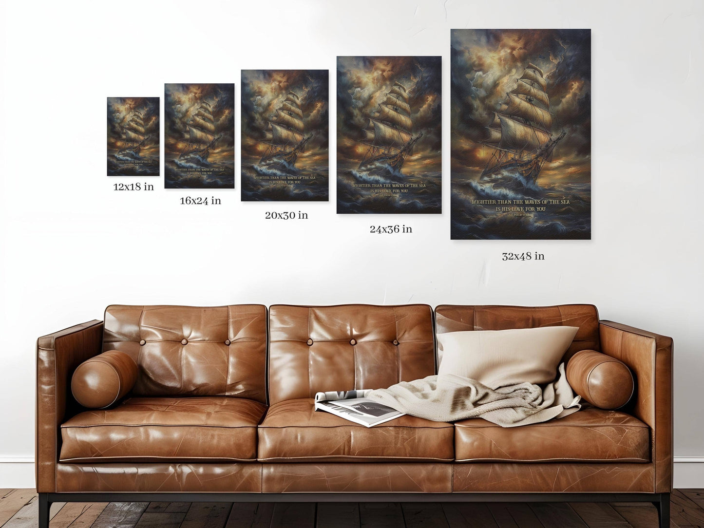 Christian Men's Canvas Sign - Psalm 93, Ship at Sea