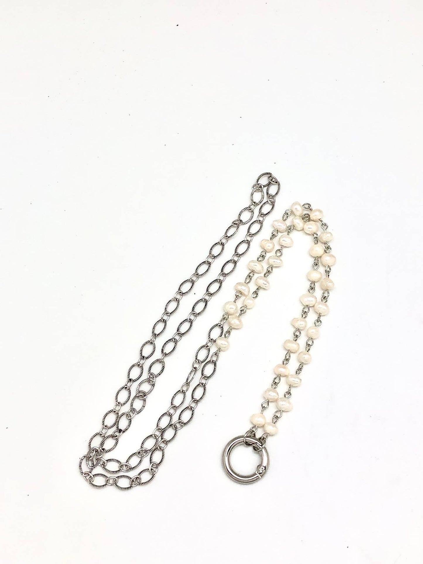 Necklace Freshwater Pearl on Antique Silver w/Silver Ring34