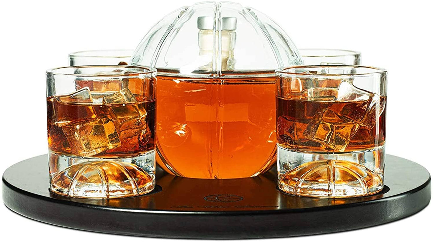 Basketball Decanter Set, Whiskey Scotch or Bourbon Decanter
