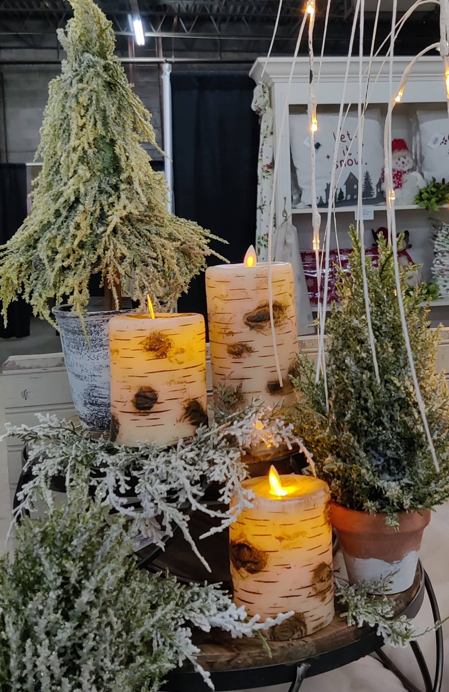 Birch Pillar Candle Moving Flame 3x6in