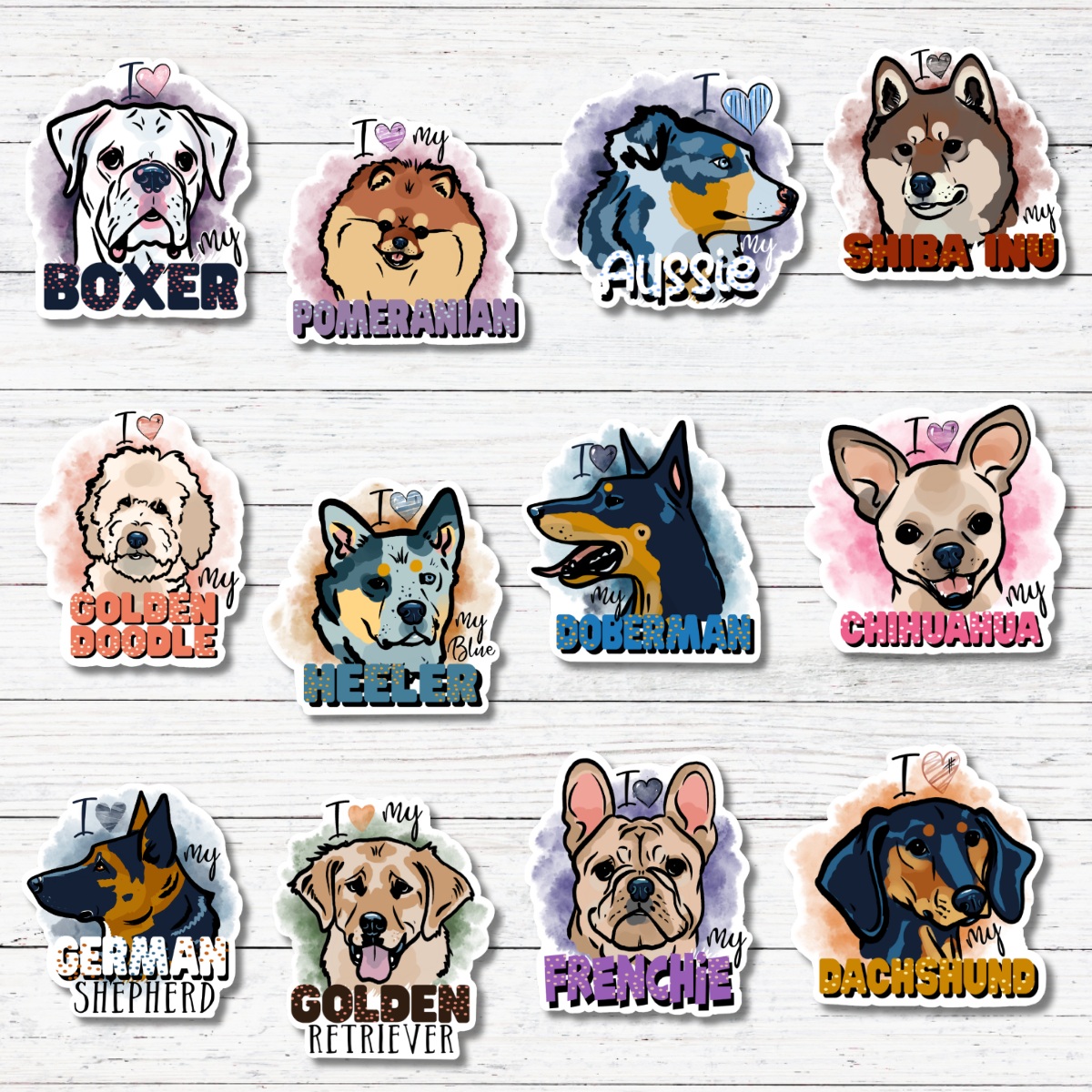 Oily Graphic Creations - Love My Frenchie- Dog Stickers/Magnet