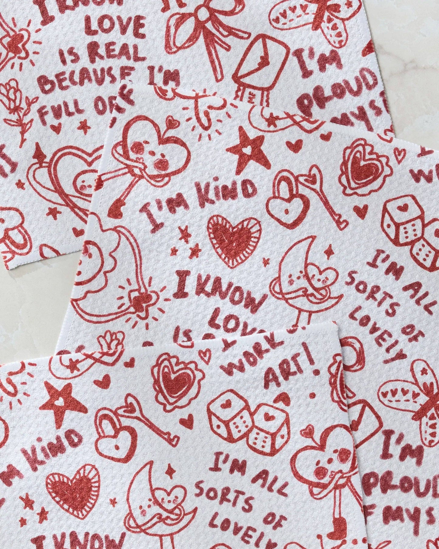 Geometry - Valentine's Affirmations Dishcloth Set