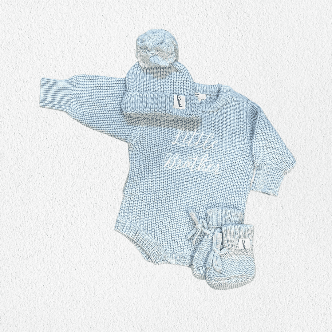'Little Brother' Announcement Romper | Sky