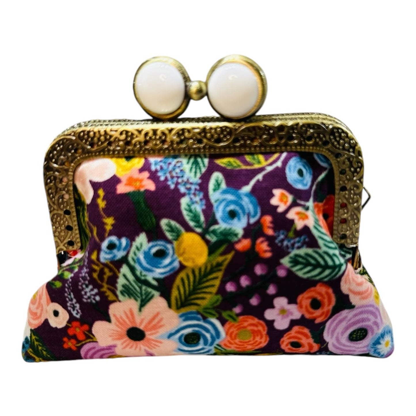 Mini Clutch Coin Purse - Petite Floral Plum