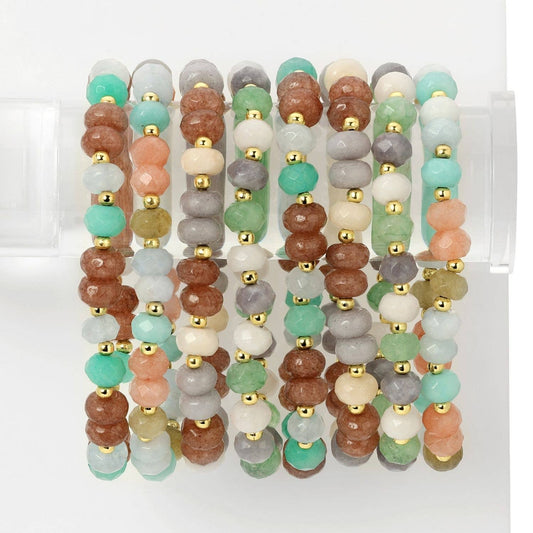Large Stone Bracelets with Gold Bead Accents