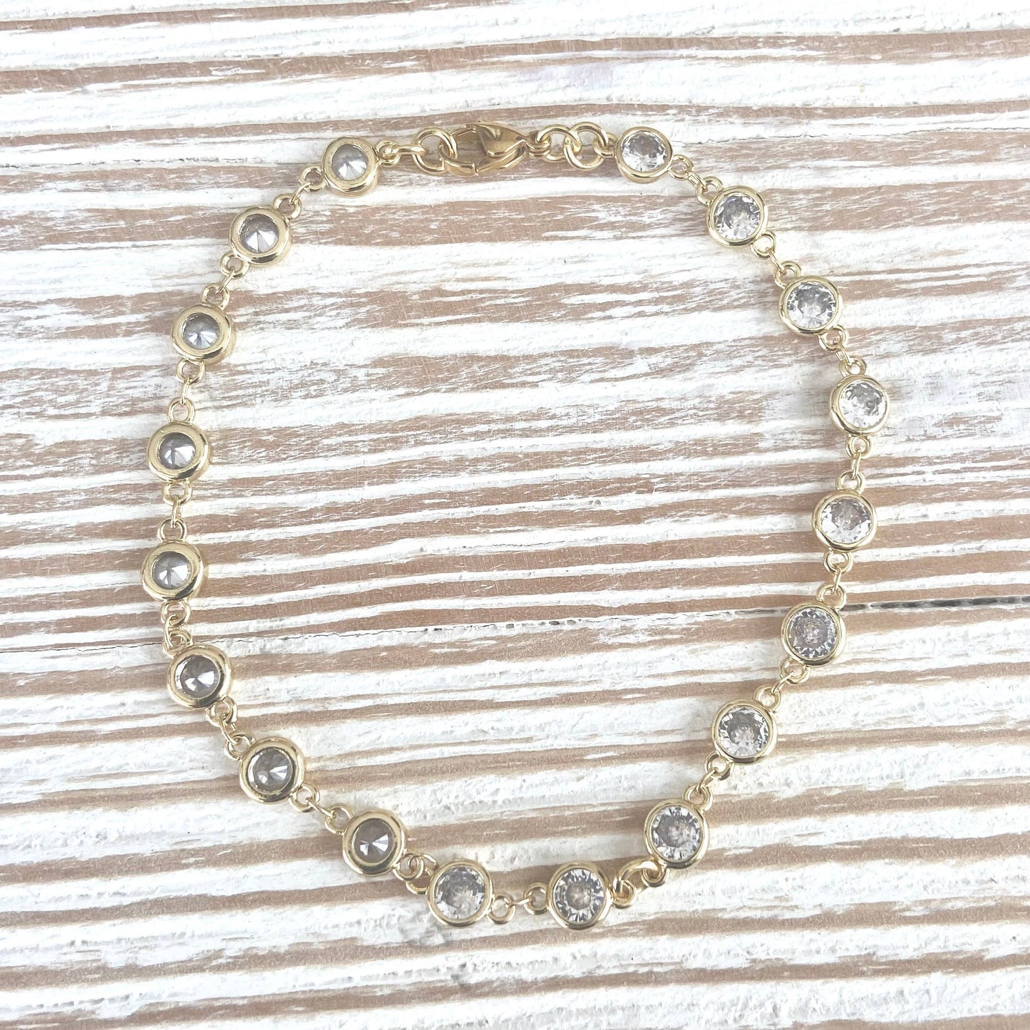 Crystal anklet gold clear crystals