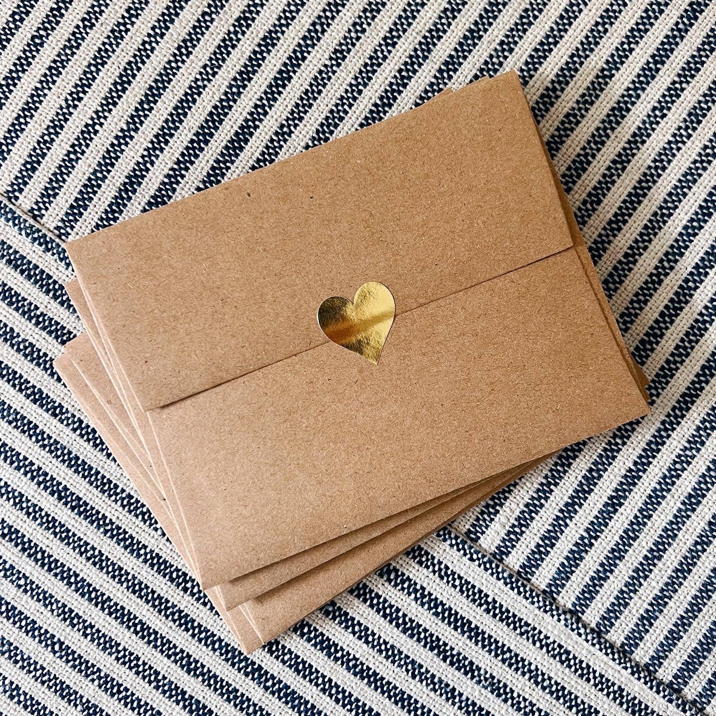 Gold Foil Heart Enclosure Stickers - Set of 36