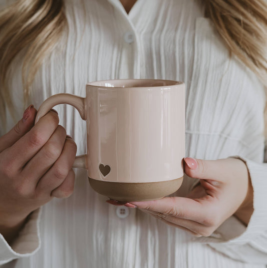 Heart Pink Stoneware Coffee Mug Valentine's Day Gift