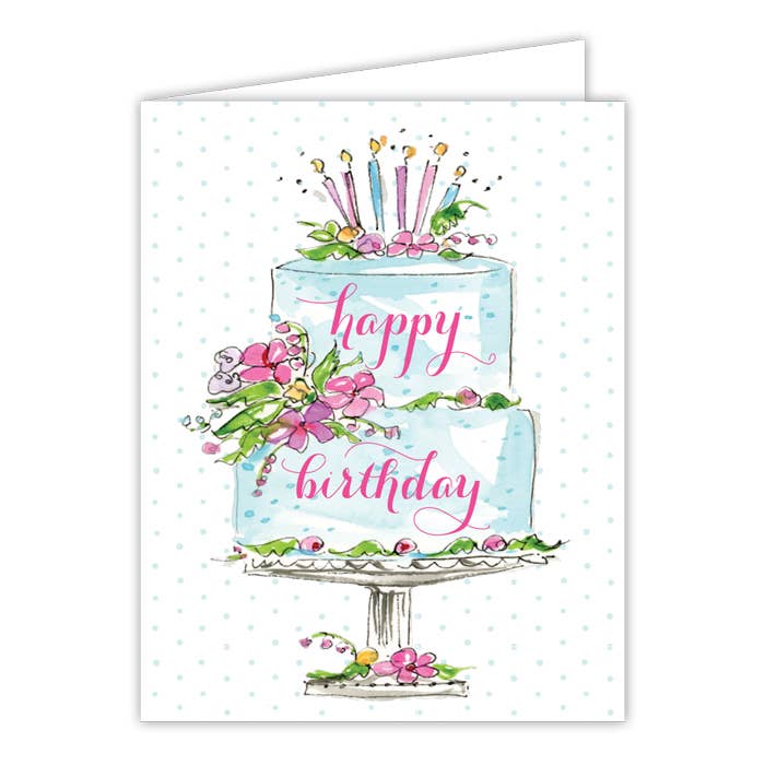 Handpainted Birthday Cake Greeting Card - RosanneBeck Collections