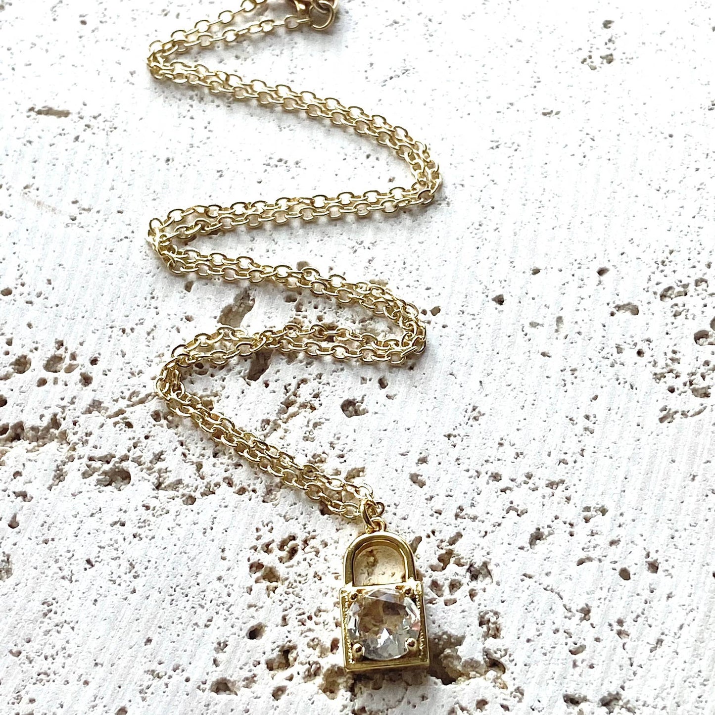 Lock crystal designer necklace
