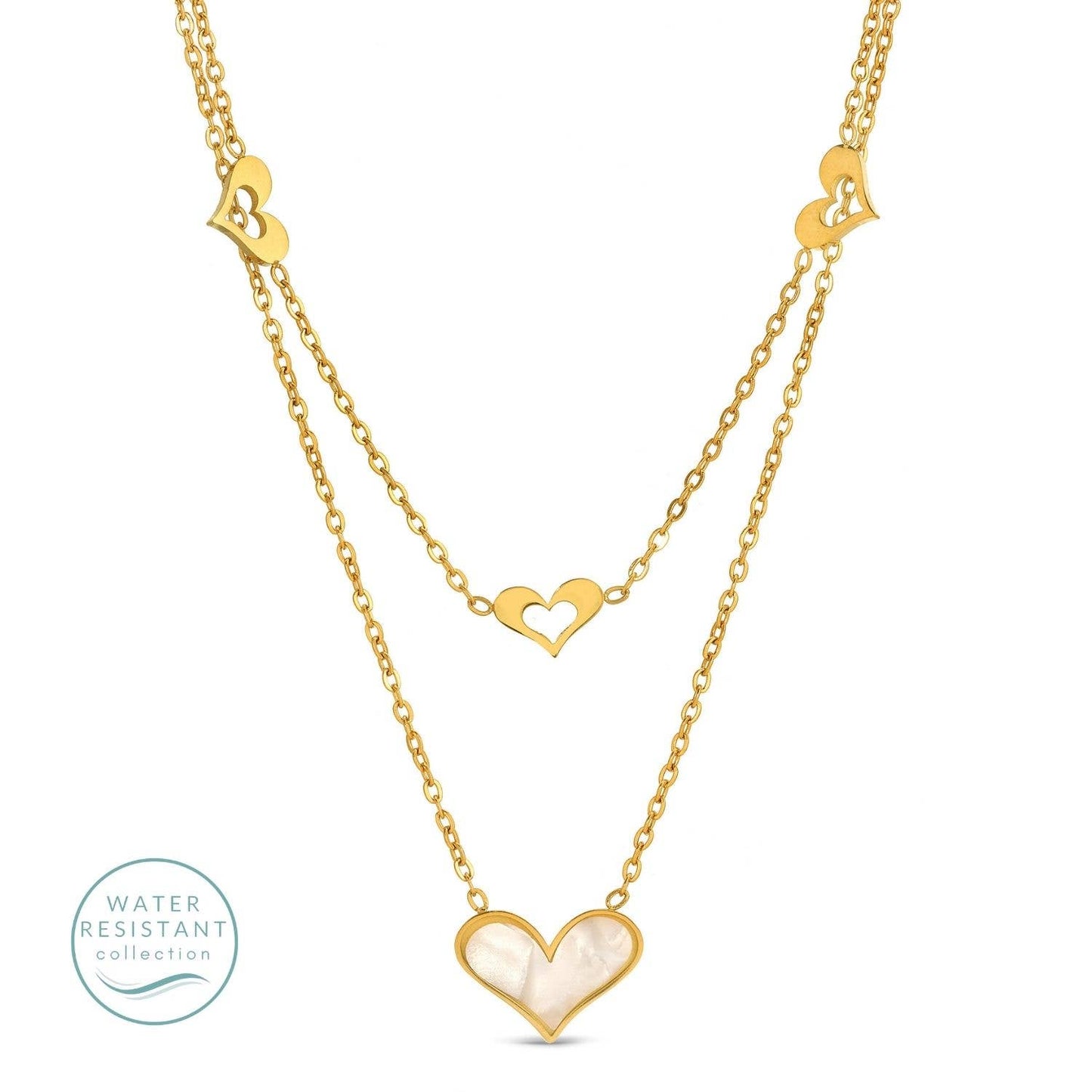 Iris Espléndido - Collar de Corazón de Doble Capa, Resistente al Agua