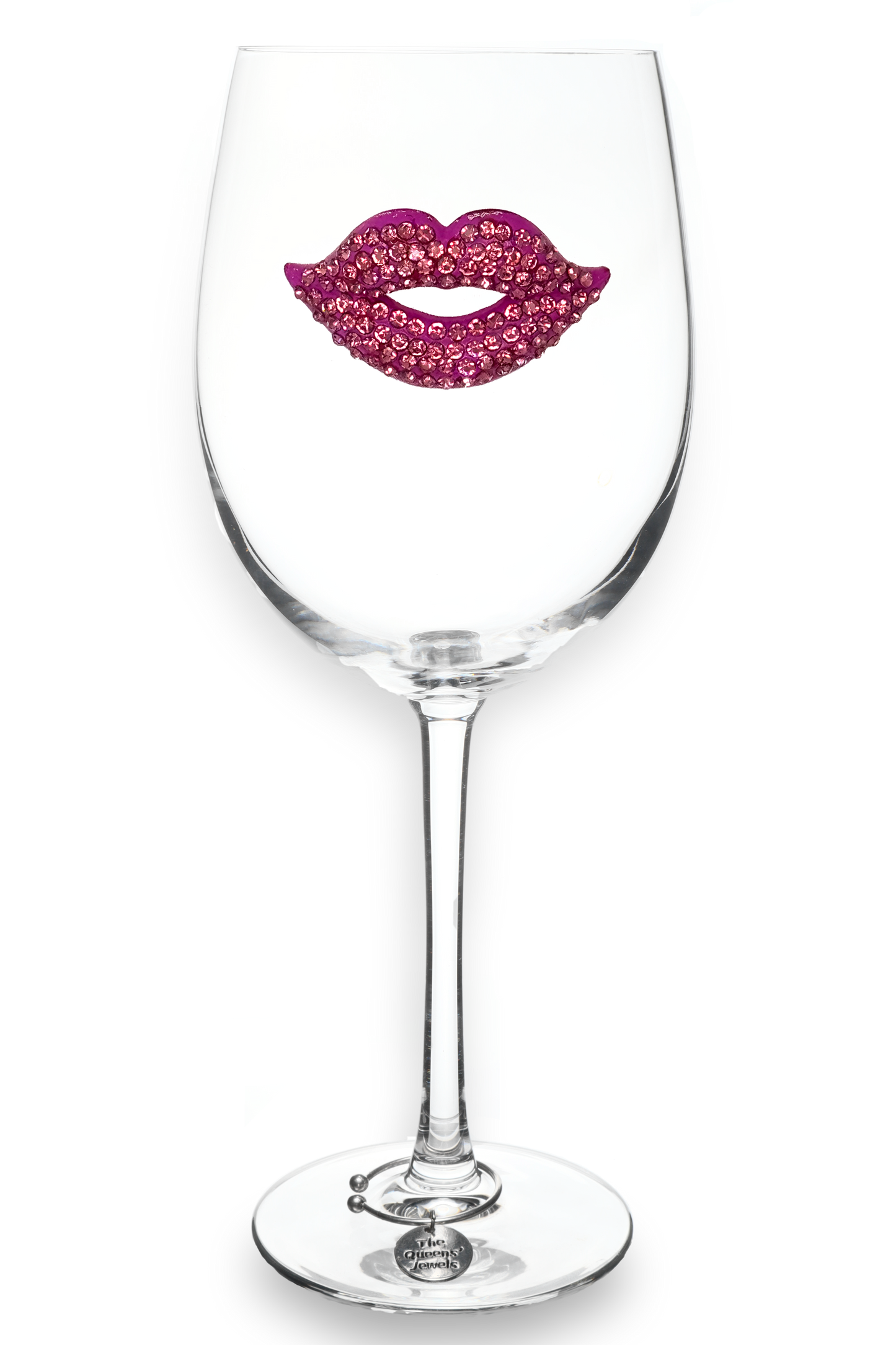 Pink Lips Jeweled Stemmed Wine Glass