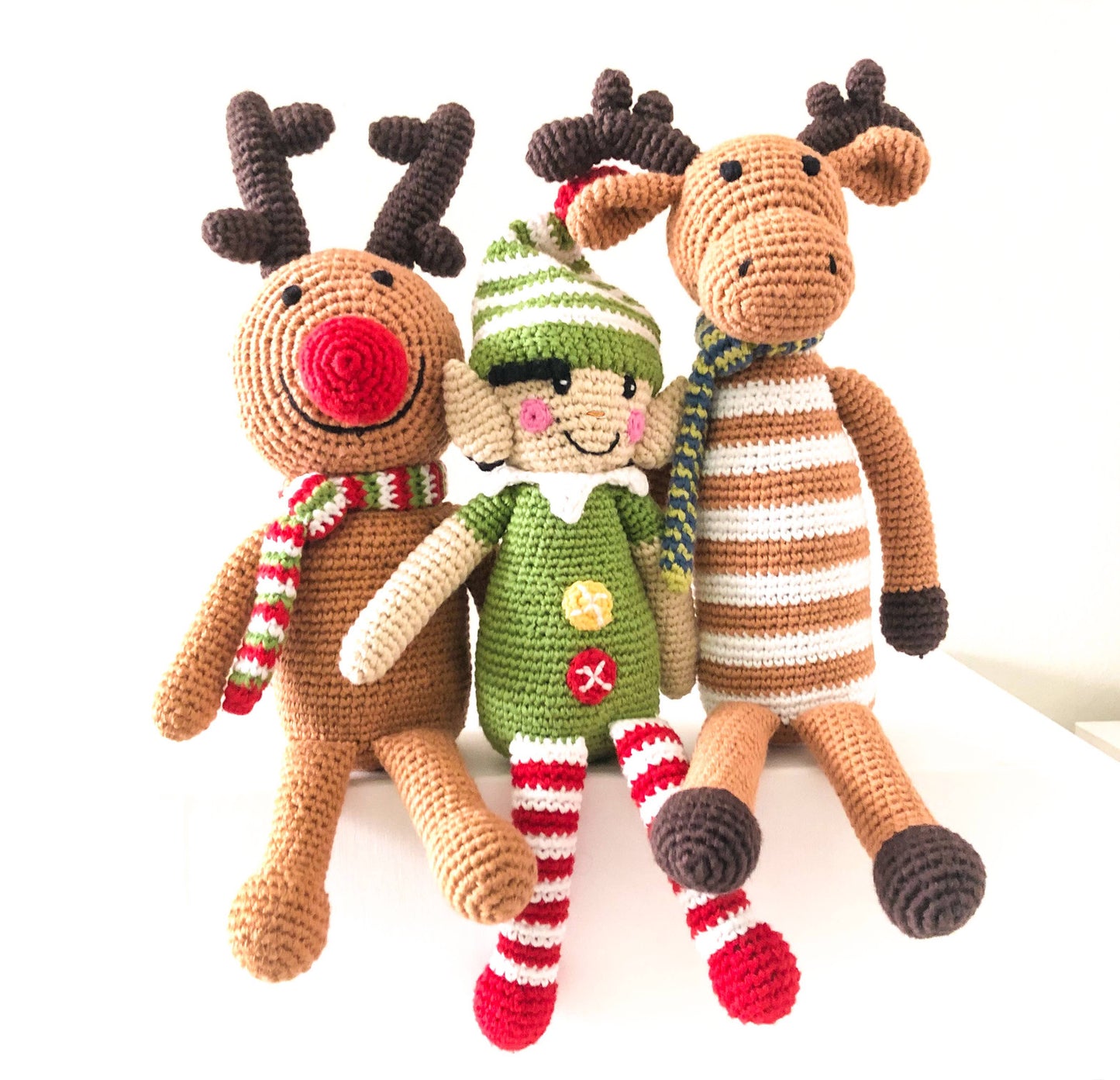 Handmade Rudolph the Red-Nosed Reindeer Rattle Large