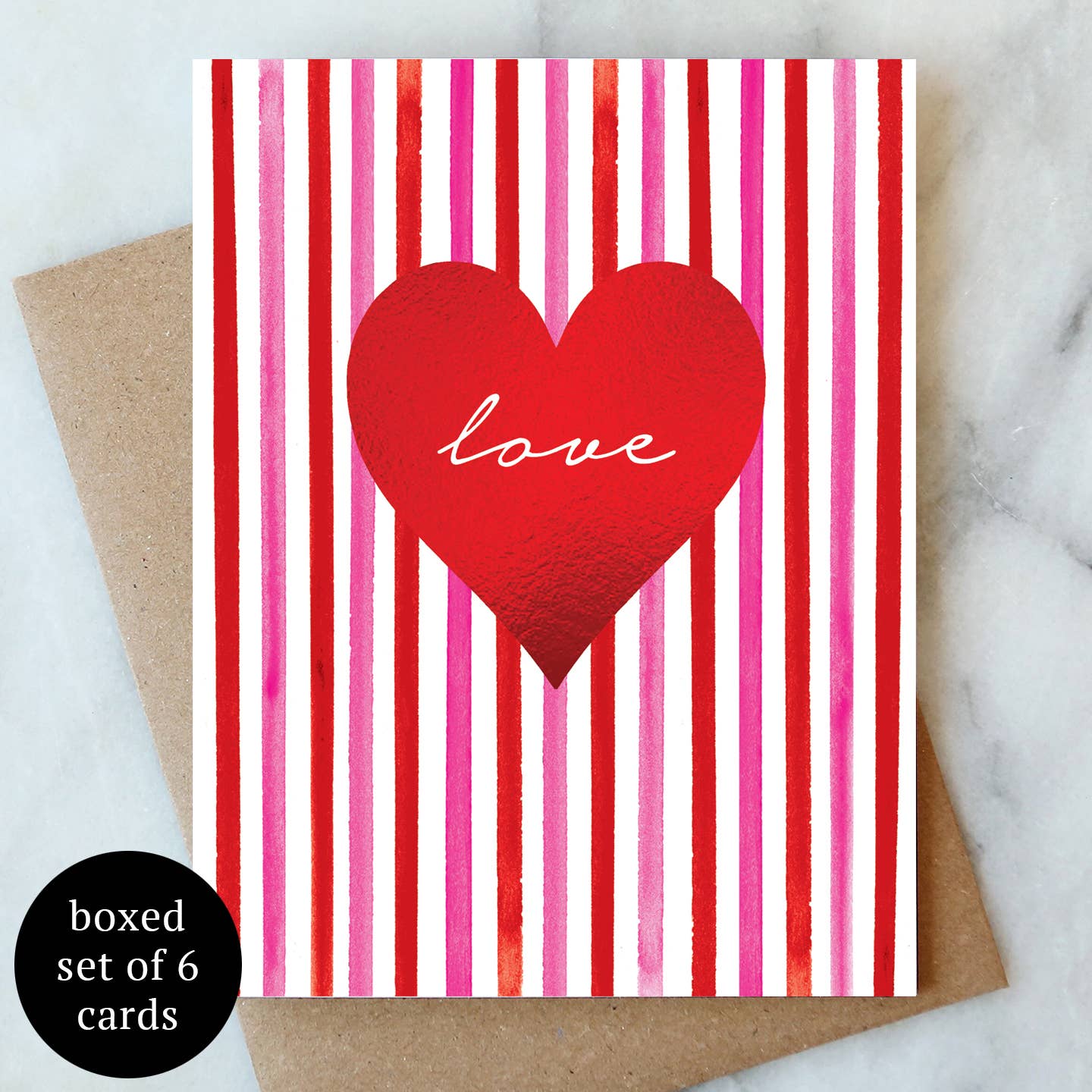 Red Heart Greeting Card - Box Set of 6 | Love Friendship