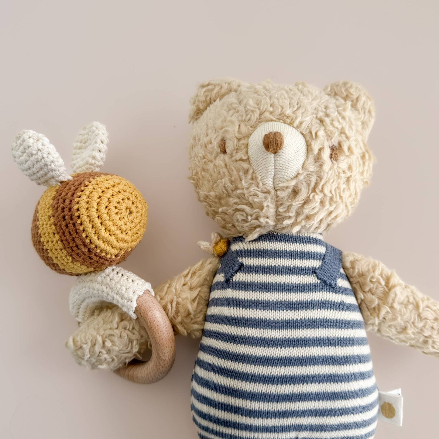 Cotton Crochet Rattle Teether Bee Spring Summer Baby Toy