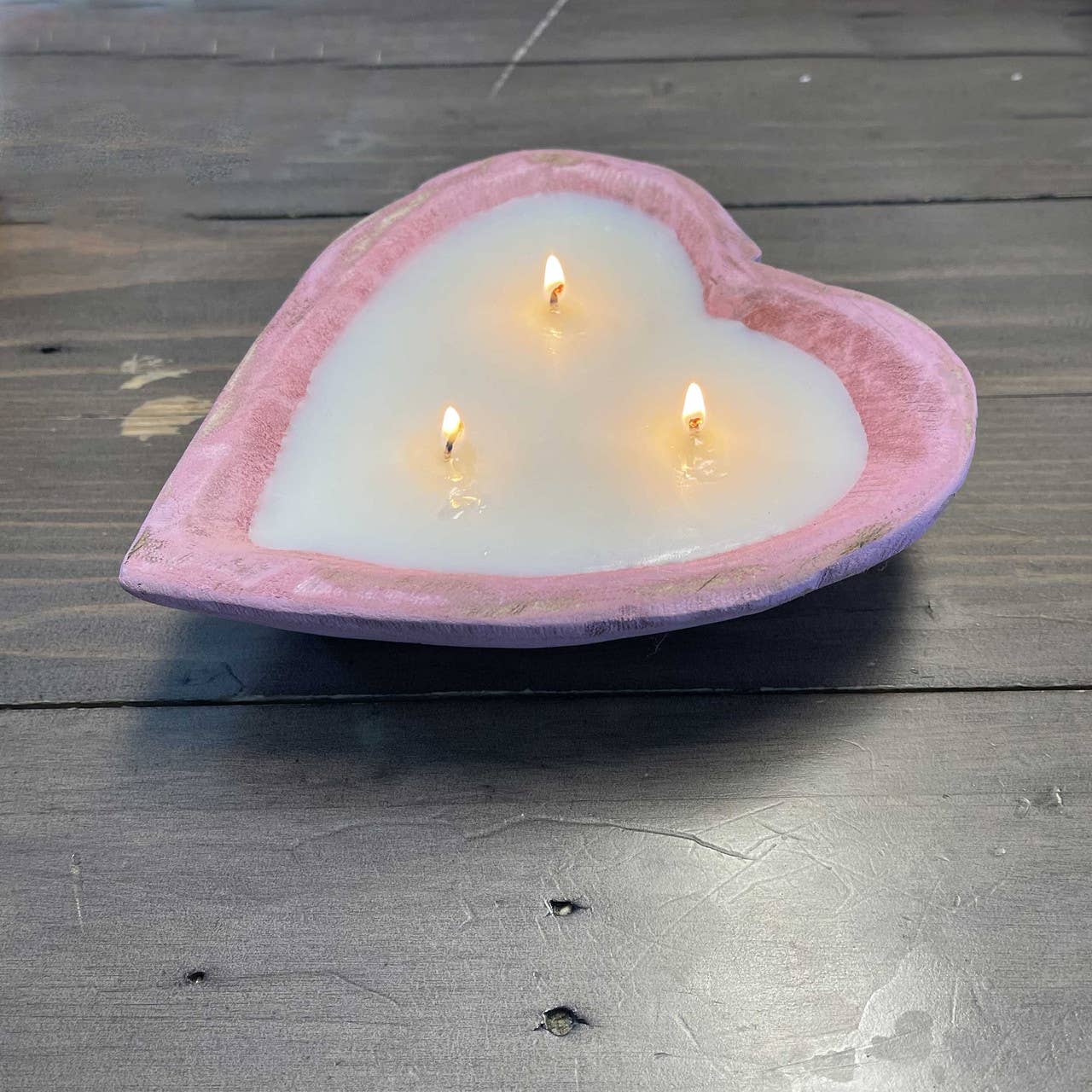 Pink Sweetheart Dough Bowl Candle Heart Valentine’s Day