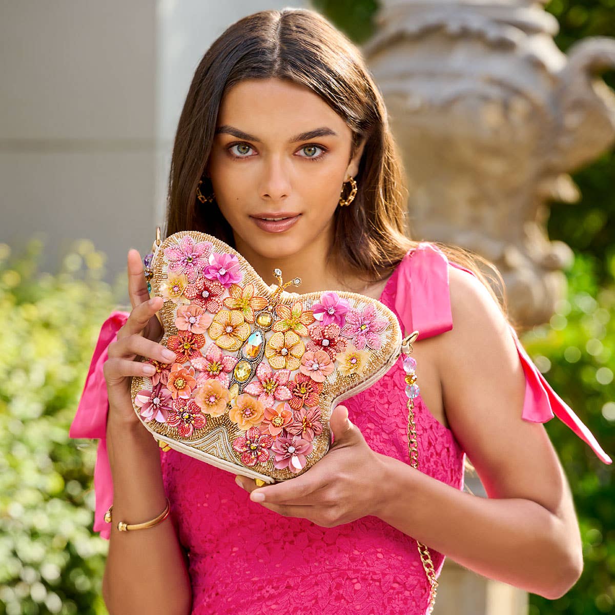 Take Flight Floral Butterfly Beaded Shoulder Handbag