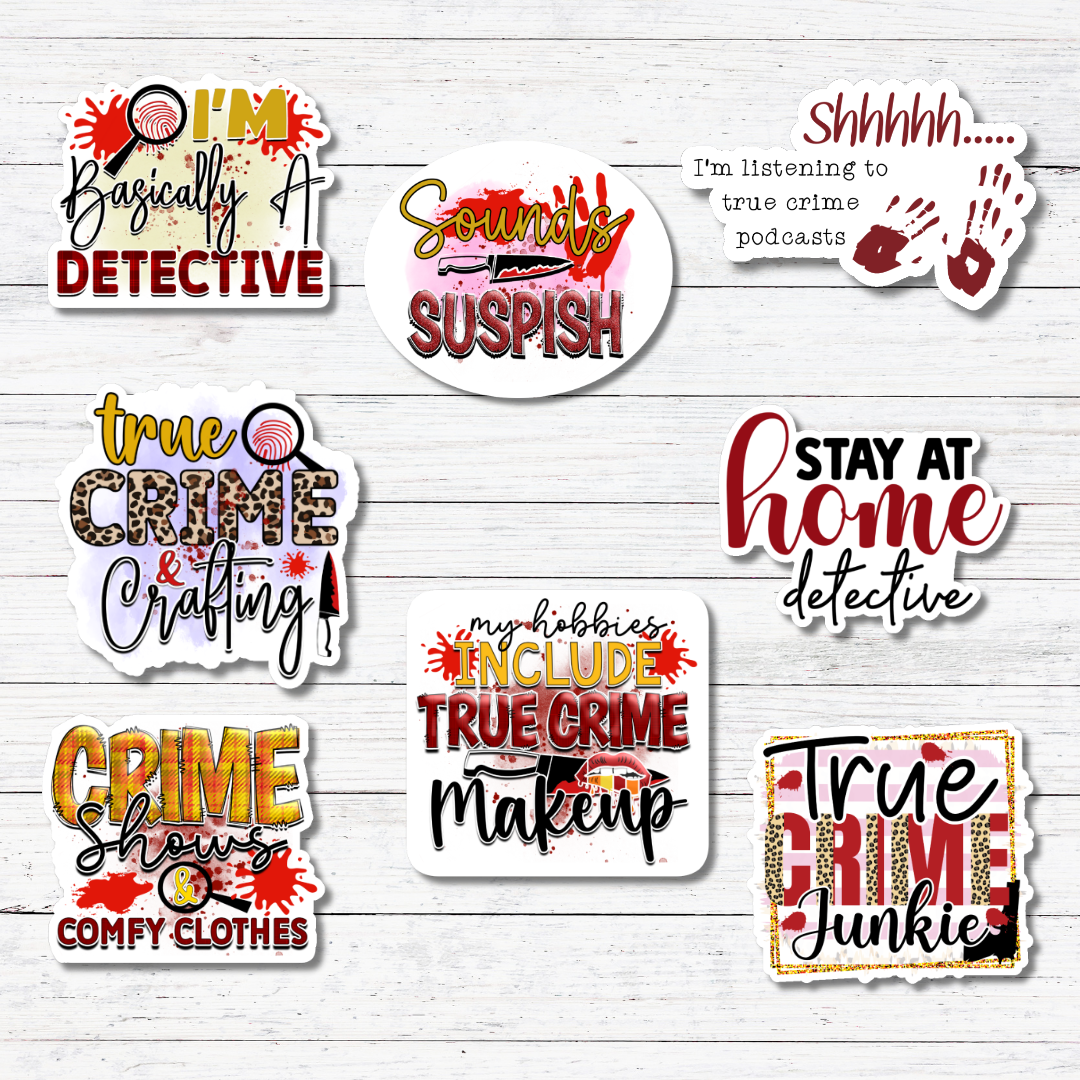 Oily Graphic Creations - True Crime Junky -True Crime Stickers/Magnet