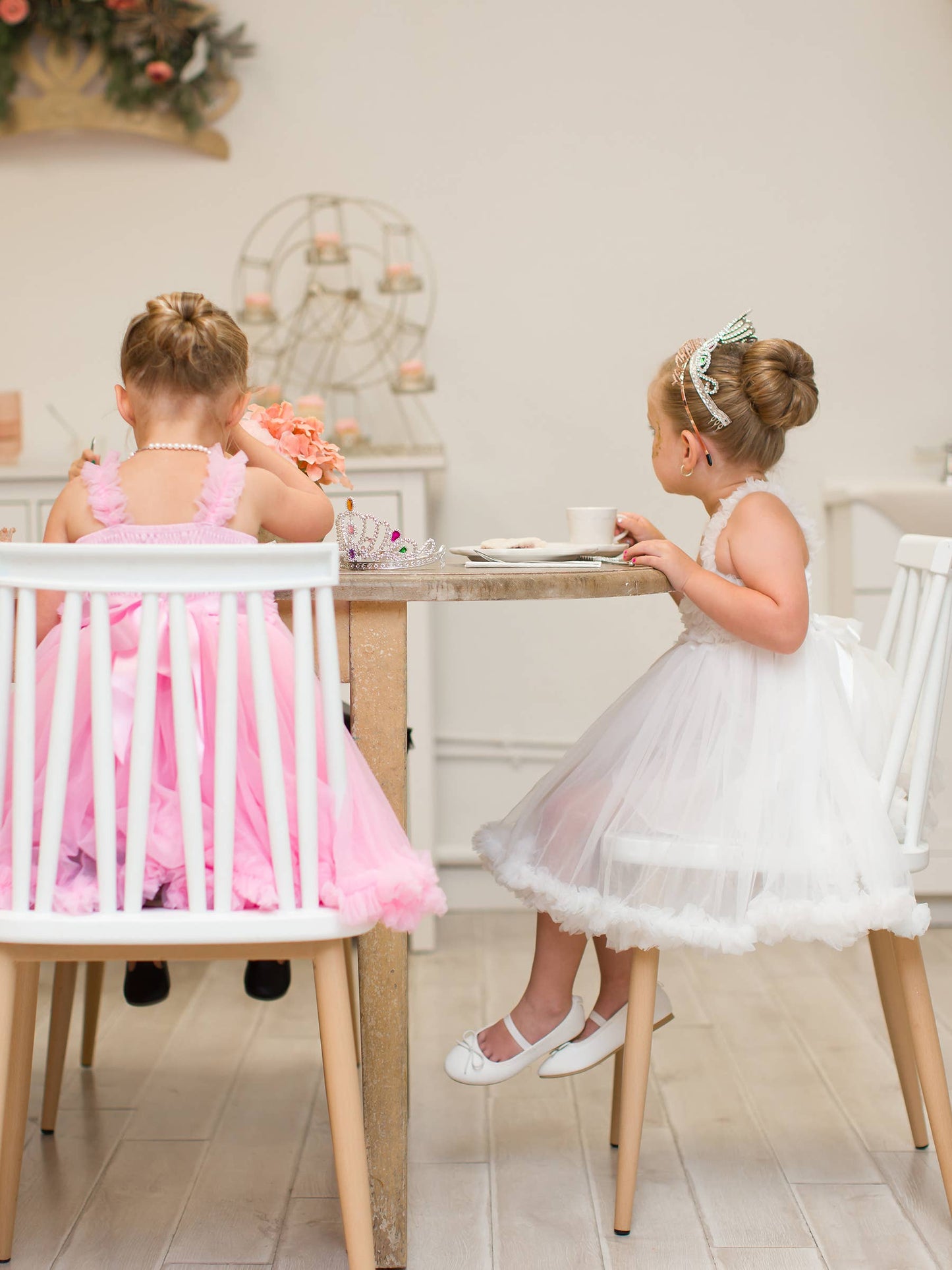 Girls White Tulle Empire Waist Princess Petti Dress
