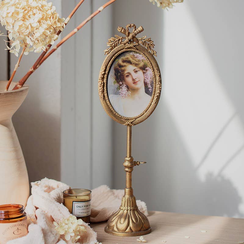 Vintage Frame on Base, 15.4" Gold