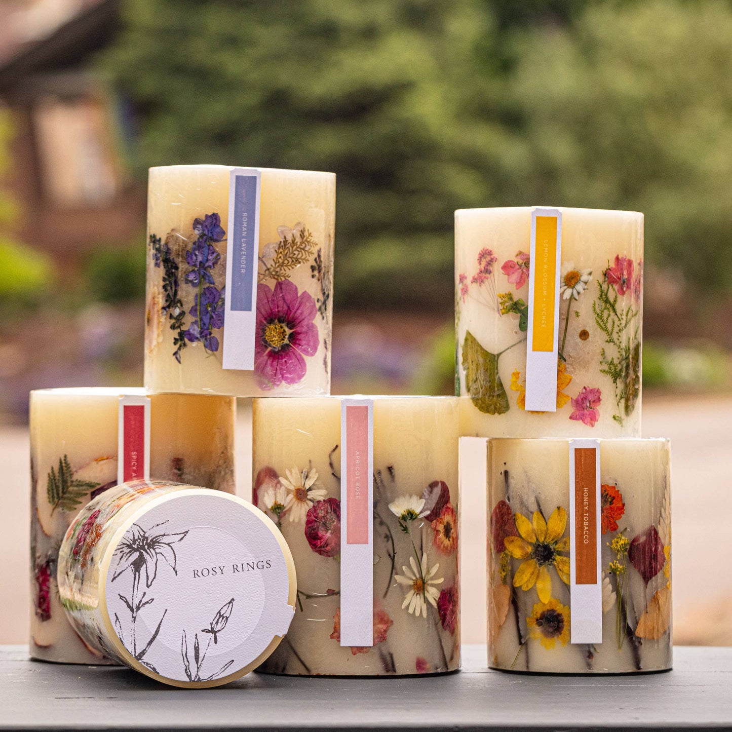 Apricot Rose Small Round Botanical Candle