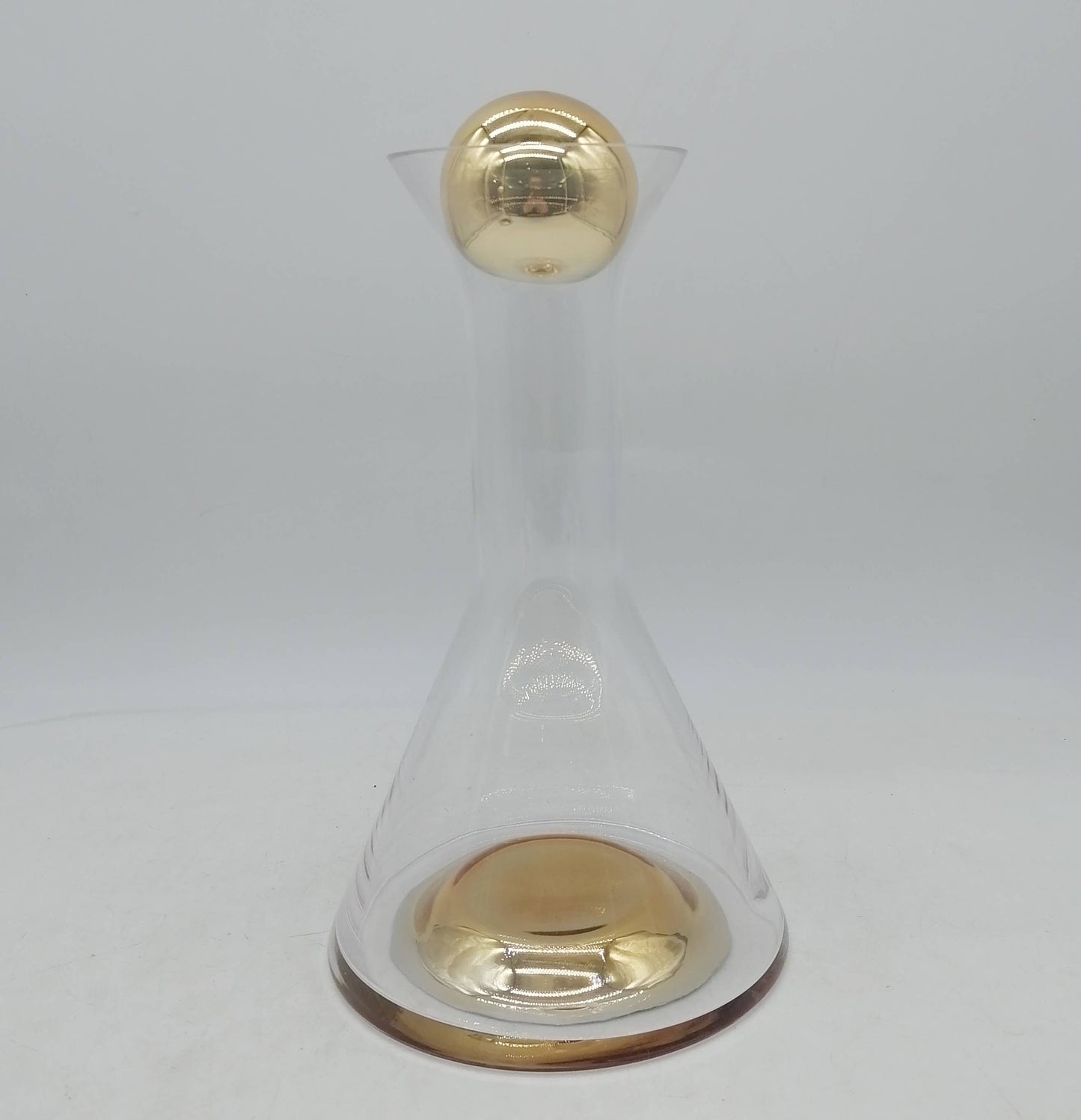 Glass Decanter With Gold Base and Ball Lid