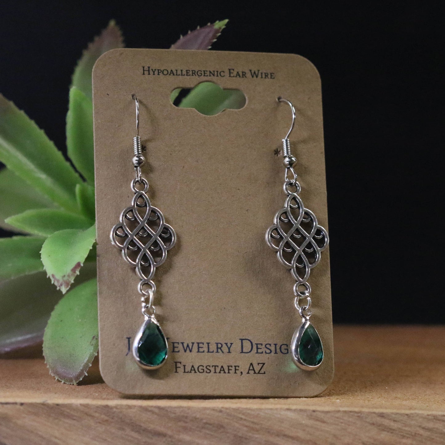 Green Drop Chandelier Earrings